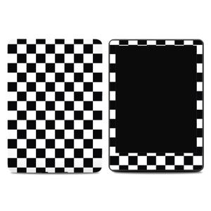 Black and White Checkered Kindle Skin: Durable Vinyl Ereader Wrap, Easy to Apply