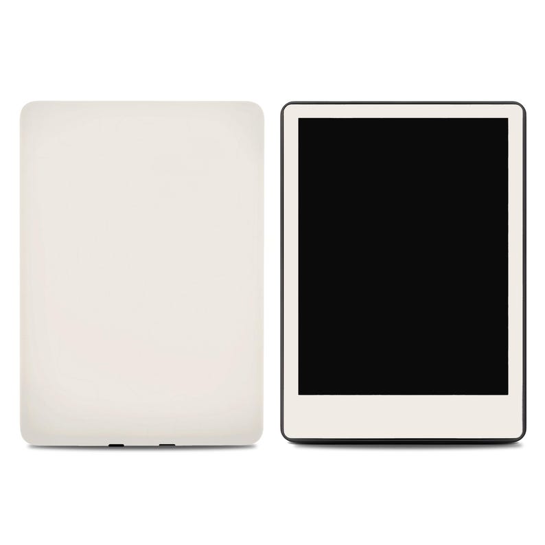 May include: Two e-readers, one with a white front and one with a black screen. Both e-readers have a white frame.
