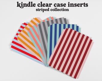 Kindle Clear Case Inserts: Striped Collection, Coastal & Dark Academia BookTok Decor