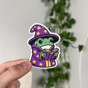 Reading Sticker - Wizard Frog Design, Waterproof Vinyl Decal image 1
