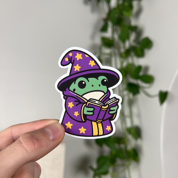 Reading Sticker - Wizard Frog Design, Waterproof Vinyl Decal