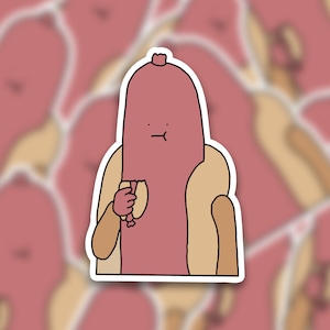 Hot Dog Eating Hot Dog Sticker | Laptop Sticker | Water Bottle Sticker | Journal Sticker | Vinyl Sticker | Funny Sticker | Meme Sticker