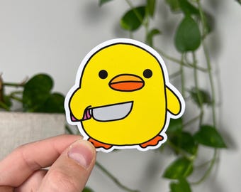 Duck with Knife Vinyl Sticker | Funny Meme Decal