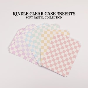 Kindle Insert Soft Pastel Checkered Collection | Kindle Clear Case Inserts | Kindle Paperwhite Insert | New Kindle Insert