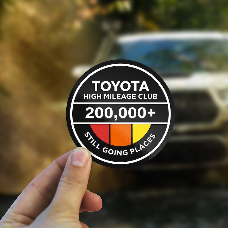 Toyota High Mileage Club Vinyl Sticker 4WD 4X4 Japanese Vintage Retro Logo Tacoma Tundra TRD 4Runnner FJ Cruiser SR5 Hilux 200,000