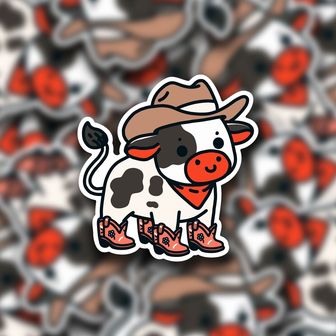 Cow Cowboy Sticker | Laptop Sticker | Water Bottle Sticker | Vinyl ...