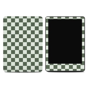 Forest Green Checkered Kindle Skin - Matte Vinyl Wrap Decal