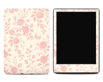 Pink Vintage Floral Kindle Skin Decal - Durable Vinyl Ereader Wrap