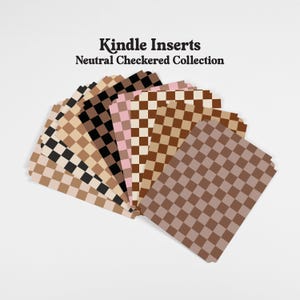 Kindle Insert Neutral Checkered Collection | Kindle Clear Case Inserts | Kindle Paperwhite Insert | New Kindle Inserts