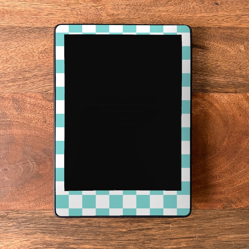 Teal Checkered Kindle Skin Kindle Paperwhite Skins Kindle Stickers Kindle Skins Paperwhite Decal image 3