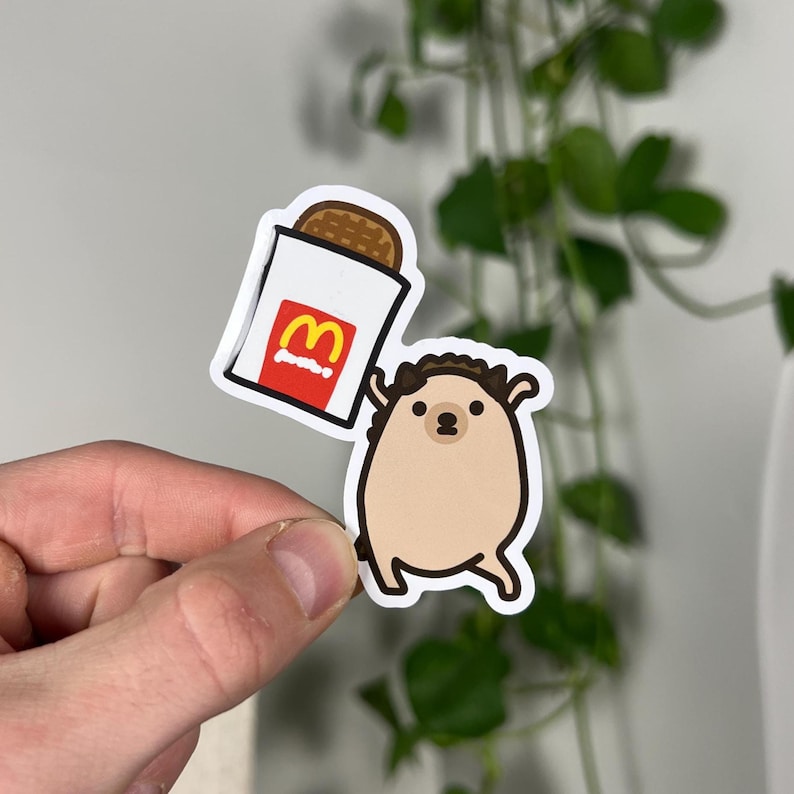 Vinyl Hedgehog Sticker - Cute Hashbrown Design, Waterproof Decal image 1