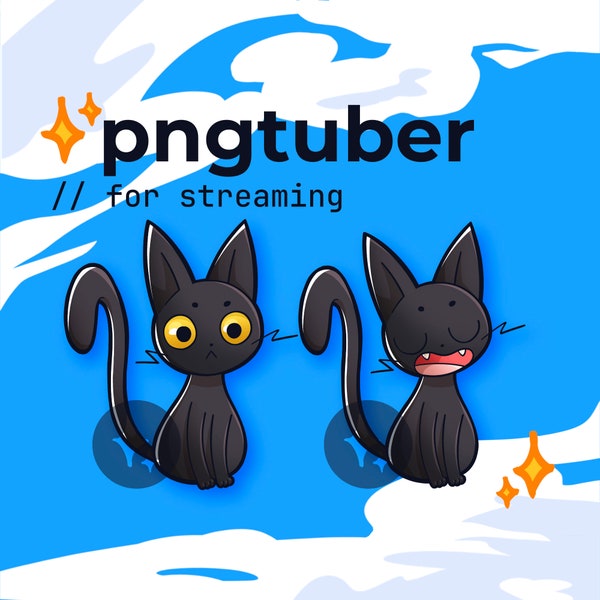 PNGtuber black cat  // twitch vtuber, youtube streaming, furry friends collection