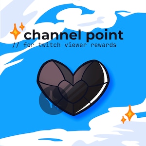 crystal heart twitch channel point obsidian gem // kawaii reward icon, black heart react emote, twitch gem badges, love emoji, heart coin