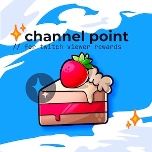 Strawberry cake twitch channel point // kawaii reward icon, pink emote, fruit channel point, food twitch badges, kawaii sub badges, chibi