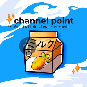 kawaii milk carton emote twitch // milk box channel point, carrot juice hydrate reward icon, twitch milk sub badges, milk box twitch bunny