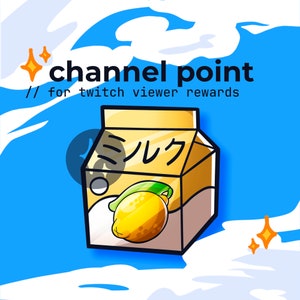 kawaii milk carton emote twitch // milk box channel point, citrus lemon juice hydrate reward icon, twitch milk sub badges, milk box twitch
