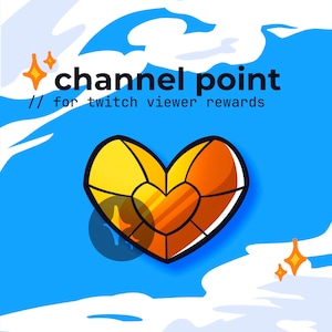 crystal heart twitch channel point orange gem // kawaii reward icon, orange heart react emote, twitch gem badges, love emoji, adventure coin