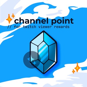 twitch channel point diamond crystal gem // kawaii reward icon, blue rupee emote, twitch gem badges, dnd sub badges, adventure coin