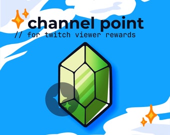 twitch channel point emerald crystal gem // kawaii reward icon, green rupee emote, twitch gem badges, dnd sub badges, adventure coin