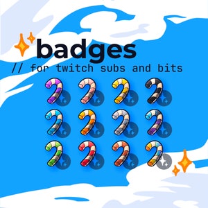 twitch sub badges candy cane bundle // cute holiday sweets sub badges, kawaii christmas candy, candycane bit badges, channel points
