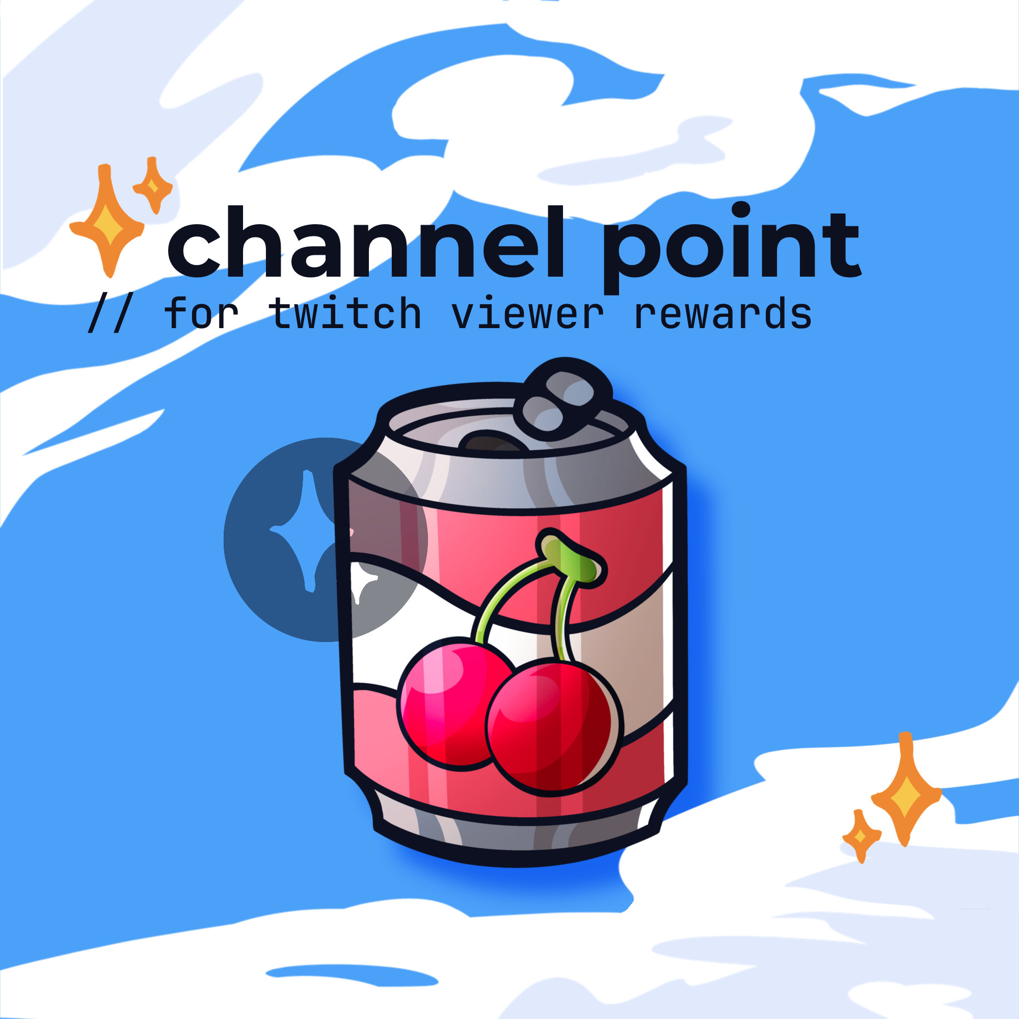 cherry soda pop twitch channel point // kawaii hydrate emote, fruit drink emoji, fizzy drink, twitch reward icon, cute sub badges