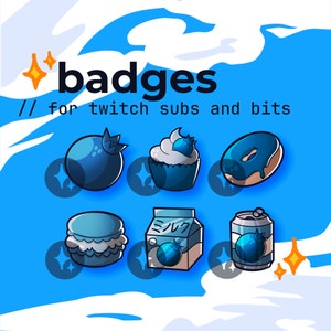 sweet blueberry twitch sub badges, fruit bit badges cute, cafe emotes, kawaii twitch base pack, channel points, cozy coffee cafe