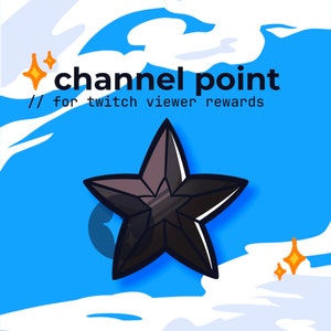 obsidian star twitch channel point black gem // kawaii reward icon, dark favorite react emote, twitch gem badges, star emoji, galaxy coin