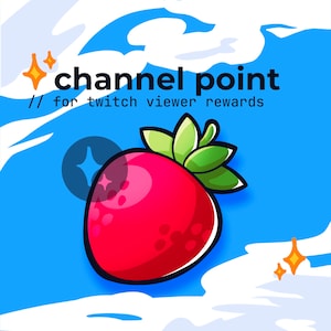 Strawberry twitch channel point // kawaii reward icon, pink emote, fruit channel point, food twitch badges, kawaii sub badges, chibi ichigo