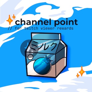 kawaii milk carton emote twitch // milk box channel point, blueberry juice hydrate reward icon, twitch milk sub badges, milk box twitch