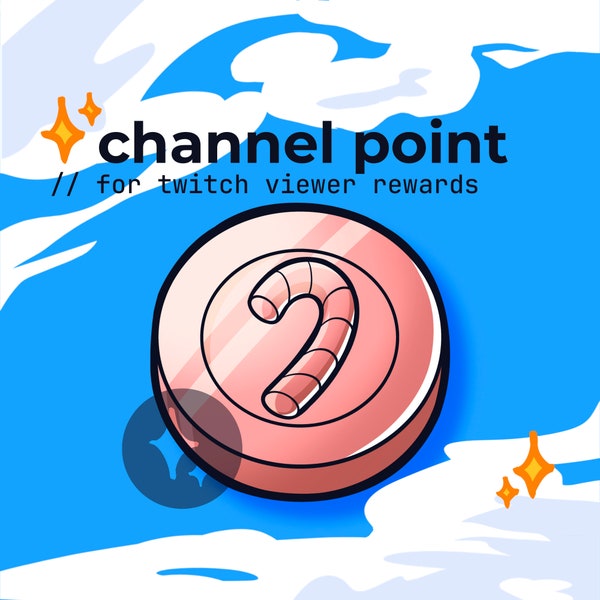 twitch channel point coin candy cane // cute holiday sweets sub badges, kawaii christmas candy, candycane bit badges, pastel pink emote