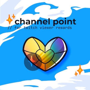 crystal heart twitch channel point rainbow gem // kawaii reward icon, pride heart react emote, twitch gem badges, love emoji, adventure coin