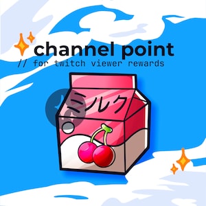 caixa de leite de cereja emote twitch // ponto de canal da caixa de leite, ícone de recompensa de hidrato de suco de cereja, emblemas de sub de leite twitch, caixa de leite twitch sakura