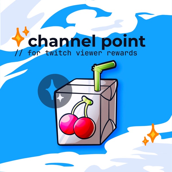 cherry juice box twitch channel point // cherries, kawaii hydrate emote, fruit drink emoji, milk box, twitch reward icon, cute sub badges