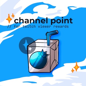 blueberry juice box twitch channel point // kawaii hydrate emote, fruit drink emoji, milk box, twitch reward icon, cute sub badges