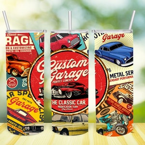 20 oz Skinny Tumbler Vintage Car, Sublimation Design Tumbler Wrap, Classic Car, Straight & Tapered Tumbler PNG