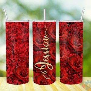 Red Rose tumbler Sublimation Design, 20oz Skinny Rose Tumbler, Floral Tumbler, Rose Sublimation Png, Straight&Tapered Tumbler Wrap