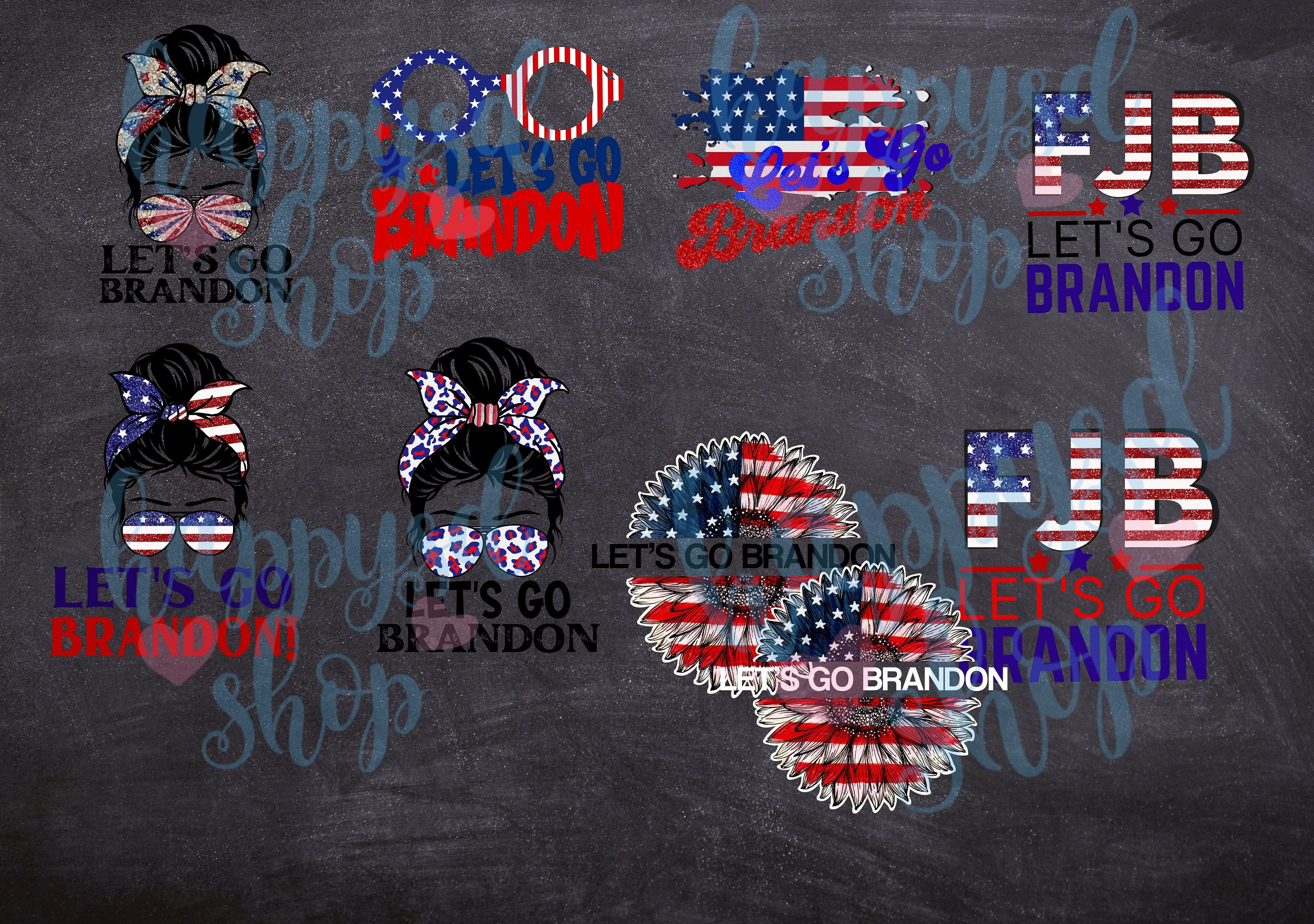 FJB American Flag USA Flag png Conservative Anti Liberal Design Let's Go Brandon Bundle 9 Design Glitter, Messy Bun Mom PNG