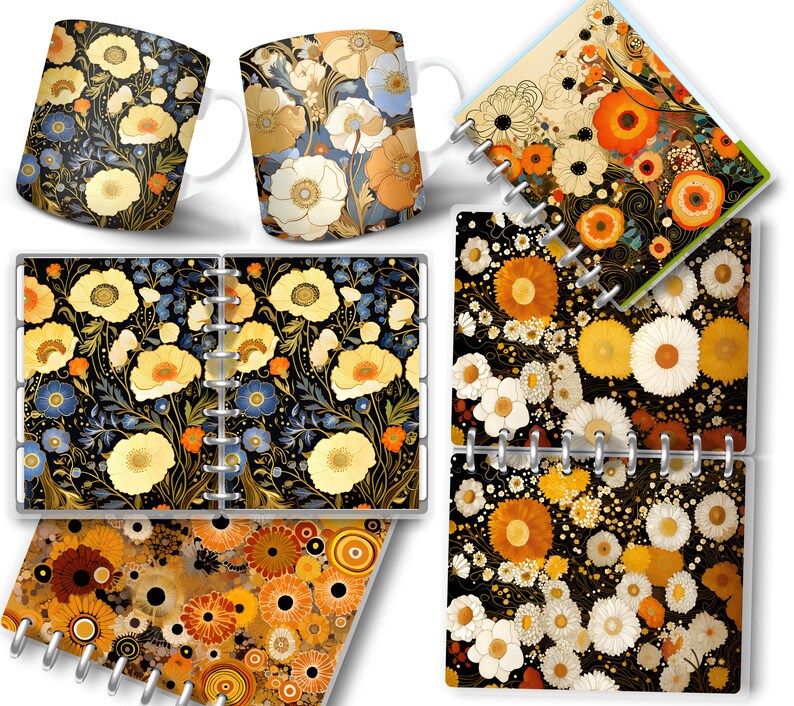 Gustav Klimt Style Flowers SEAMLESS Patterns - Klimt Flowers Digital ...