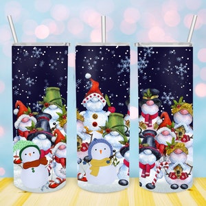 Snowman Sublimation 20oz Skinny Tumbler, Tumbler Sublimation Design, Straight-Tapered Tumbler, Digital Download