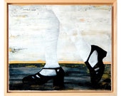 gemalte Schuhe, Acryl auf Leinwand, gerahmt, fertig zum Aufhängen, vintage Stil, Home Dekor, Einzelstück