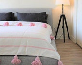Moroccan pompon cotton blankt 100 cotton