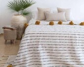 Moroccan pompon cotton blankt 100 cotton