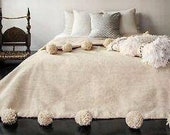 Moroccan pompon cotton blankt 100 cotton