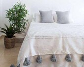 Moroccan pompon cotton blankt 100 cotton
