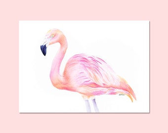 Pink Flamingo Art Print | Flamingo Illustration | Bird Painting | A5 A4 A3