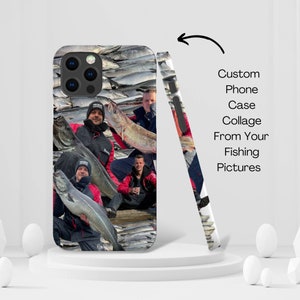 Benutzerdefinierte Abdeckung Angeln Collage Ihre Bilder Handytasche iPhone 14 13 12 11 Pro Max Mini XS XR 8 + 7 + Dad Geschenk, Fischer personalisierte Weihnachten