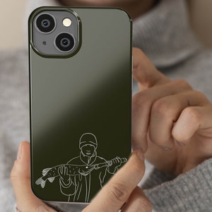 Personalisierte Angelschnur Kunst Handyhülle, iPhone 15 Pro Max, iPhone 14+, 13 Mini 11 12, Samsung S23, personalisiertes Geschenk, Fischer Dad Boyfriend