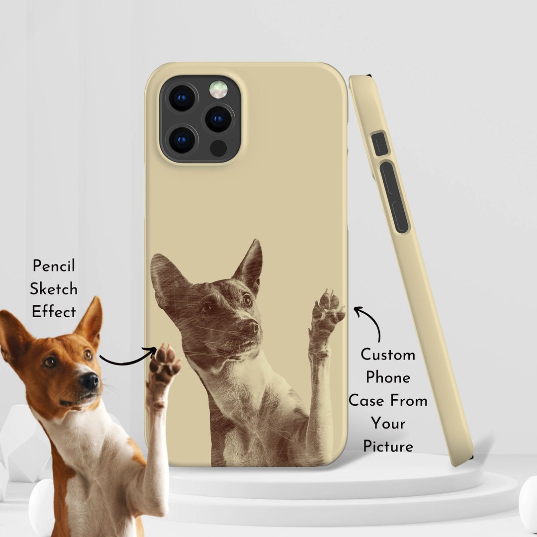 Custom Dog Pet Pencil Sketch Effect Phone Case Picture iPhone 14 13 12 ...