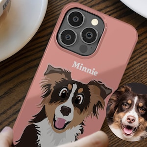 Custom Cartoon Pet Illustration Phone Case, iPhone 15 Pro Max Case, iPhone 14 Plus 13 Mini, iPhone 11 12, Samsung S23 Ultra Funny Dog Gift