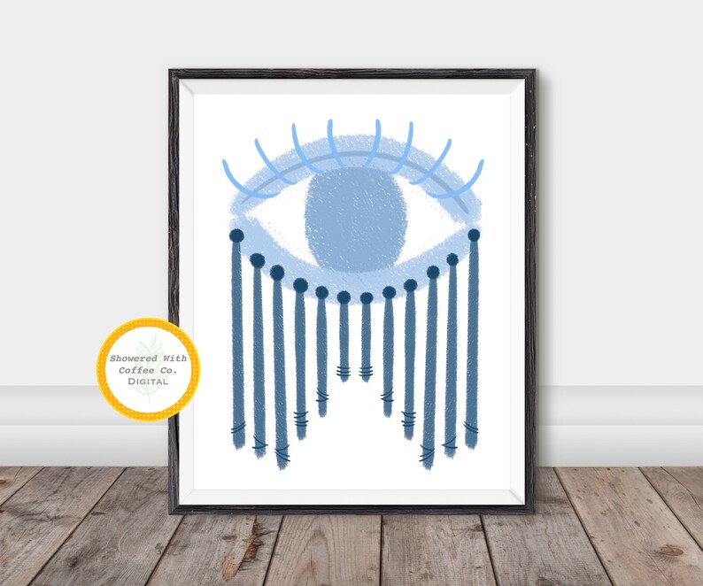 Blue Eye Abstract Art, Beautiful Modern Art, Hand Drawn Art, Printable
